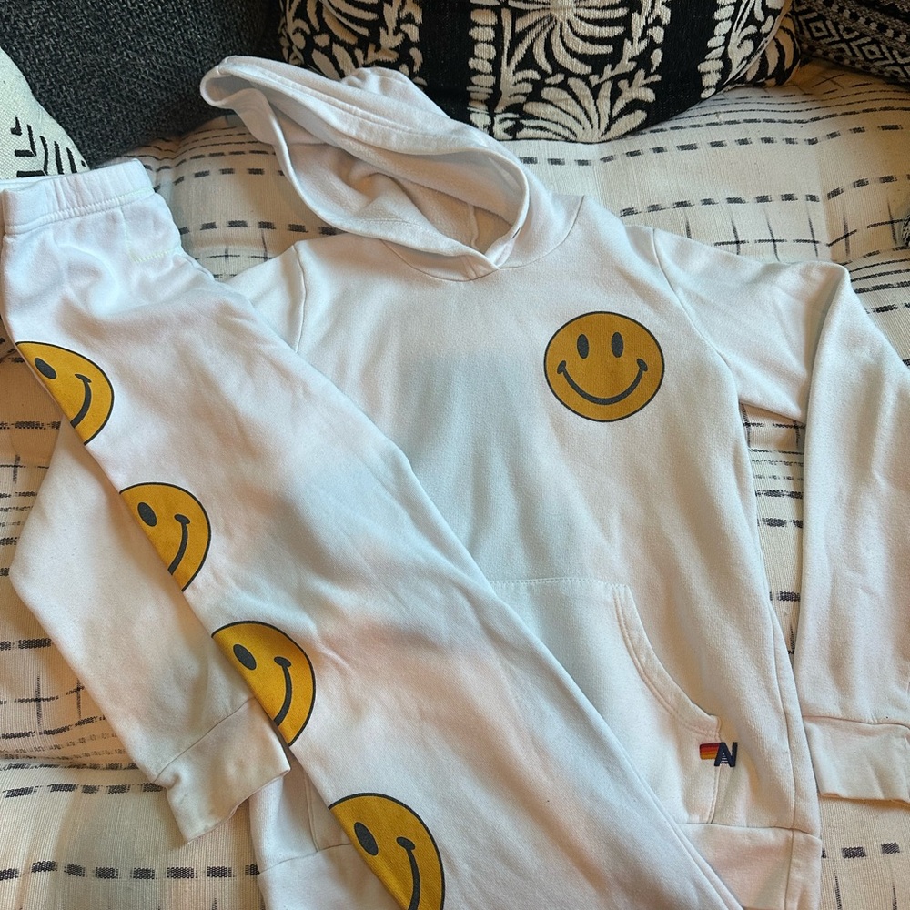 AVIATOR NATION smiley sweatpants only | white  |   kids size 14